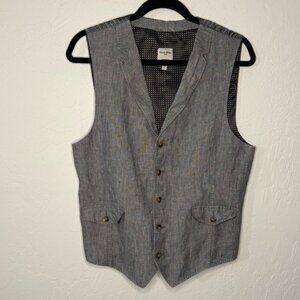 Baird McNutt Murano Vest Men Large Gray Linen Notch Lapel Button Front Waistcoat